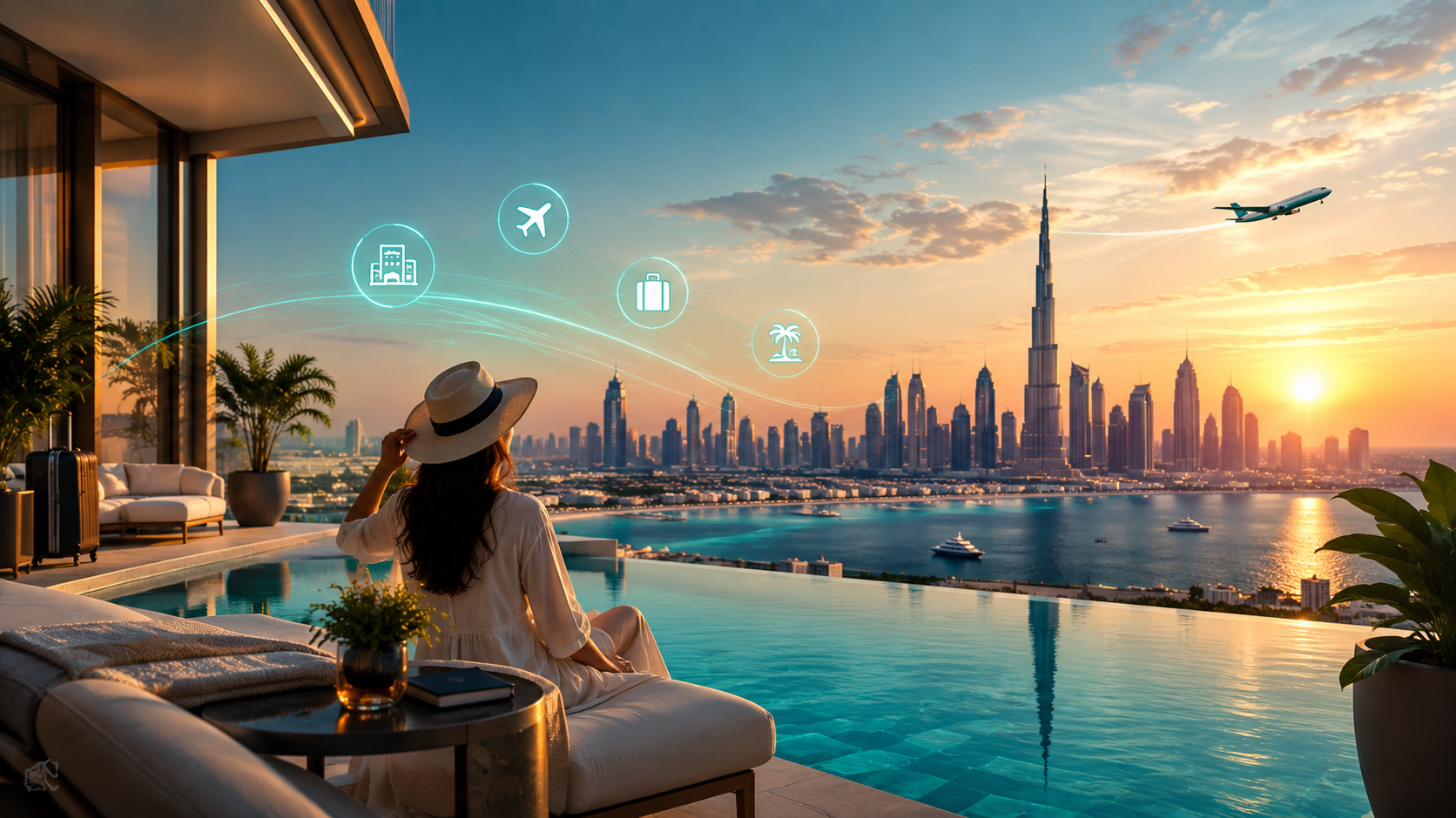 Luxury hotel infinity pool Dubai